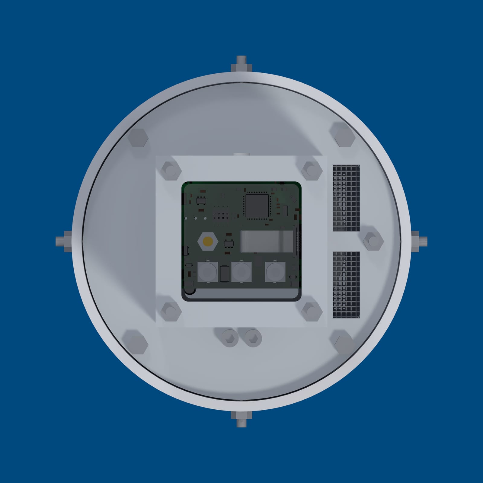 Render of the Midge v2 from directly below, its foot and pivot left off.