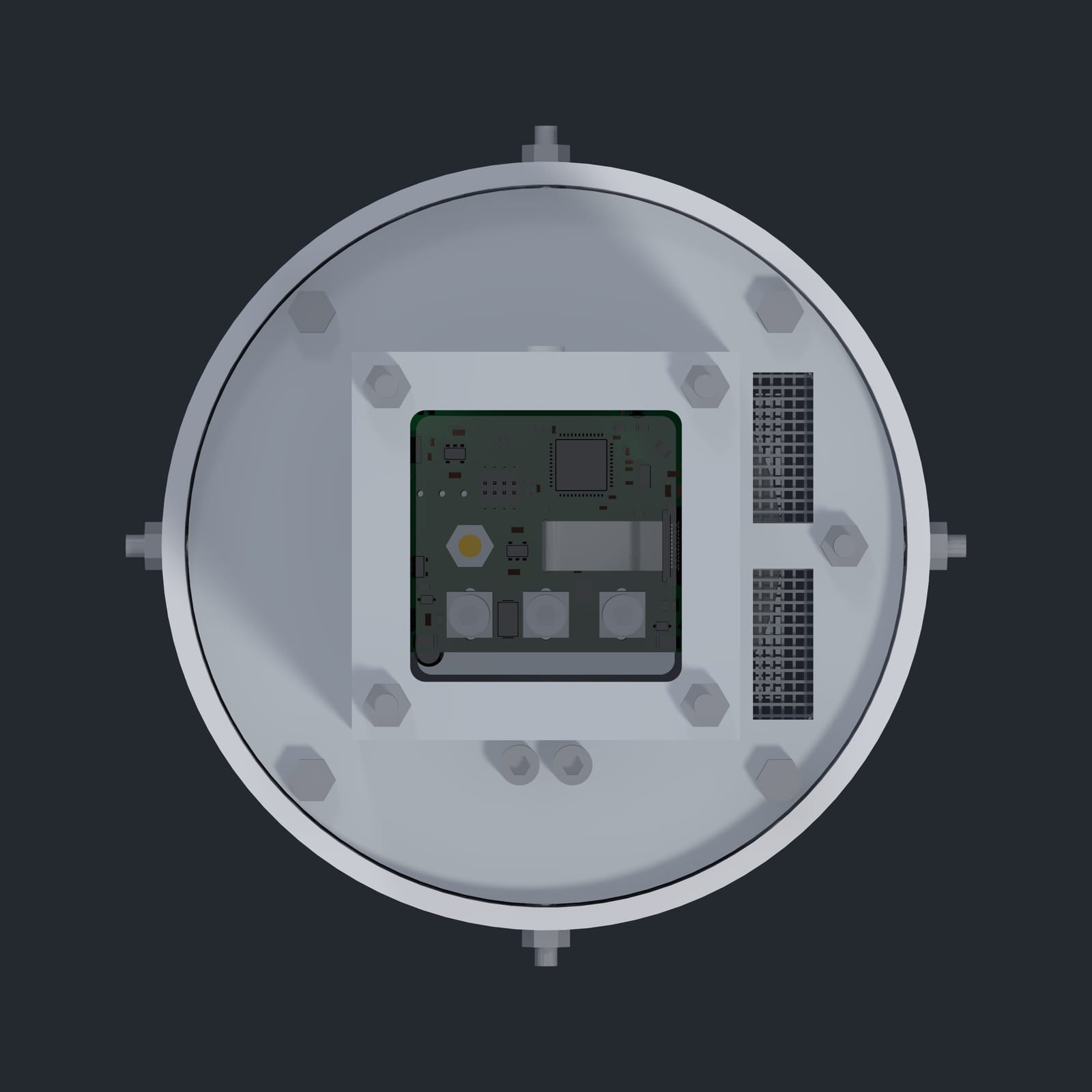 Render of the Midge v2 from directly below, its foot and pivot left off.