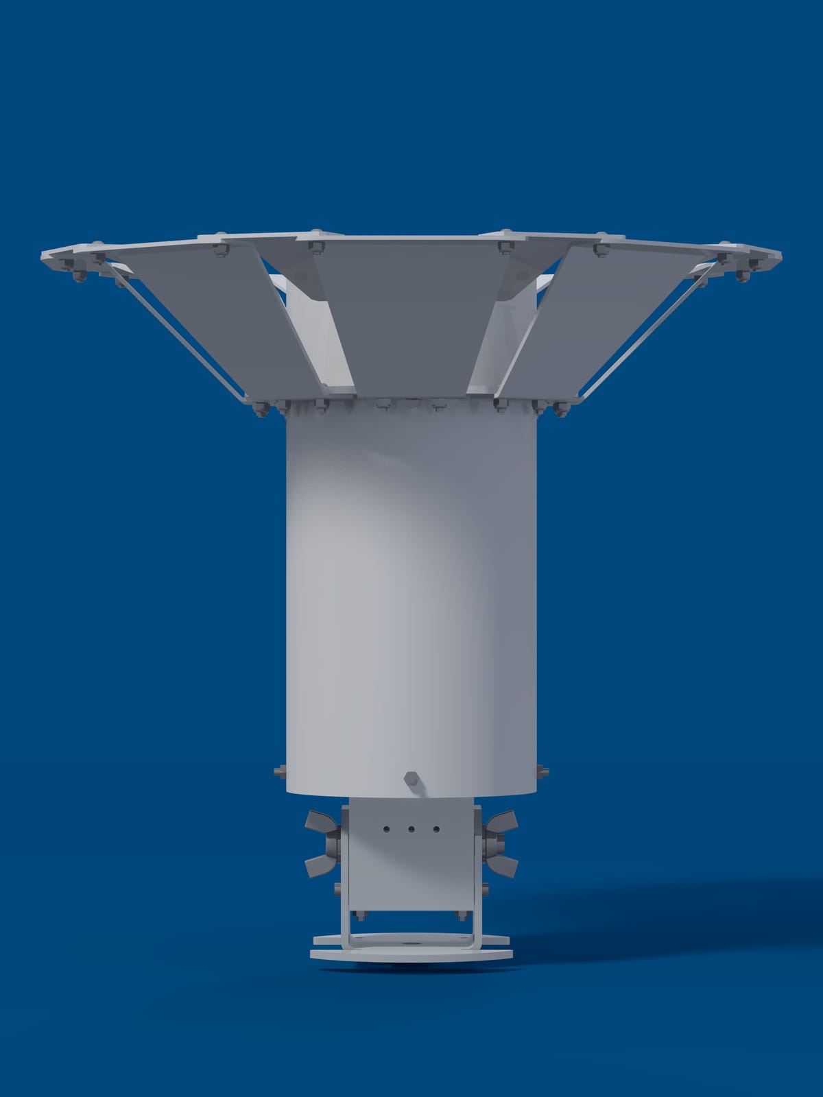 Render of the Midge v2 with its wind shield, straight on.