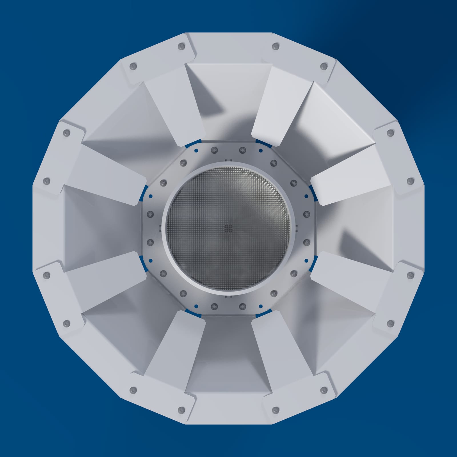Render of the Midge v2 with its wind shield, from directly above.