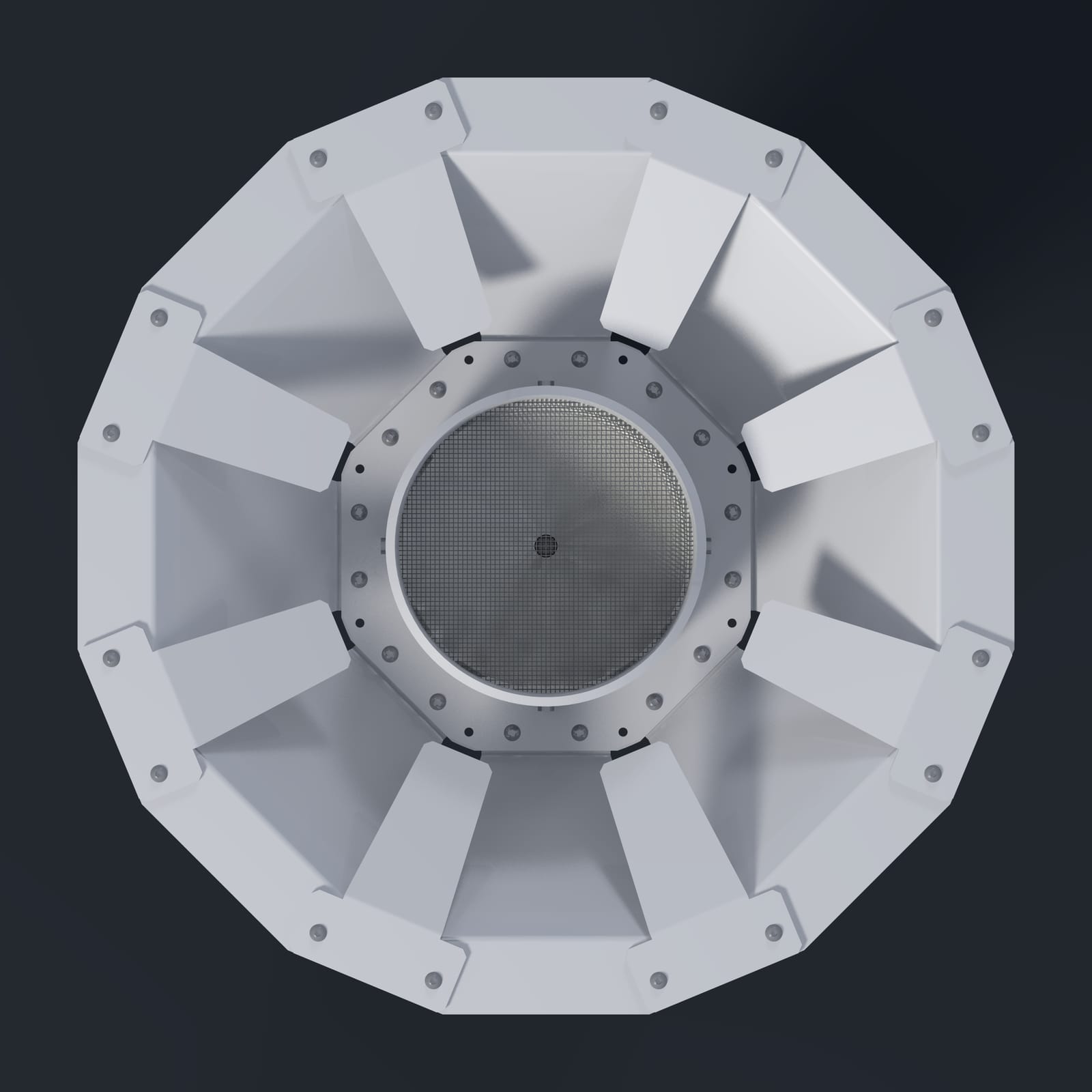 Render of the Midge v2 with its wind shield, from directly above.